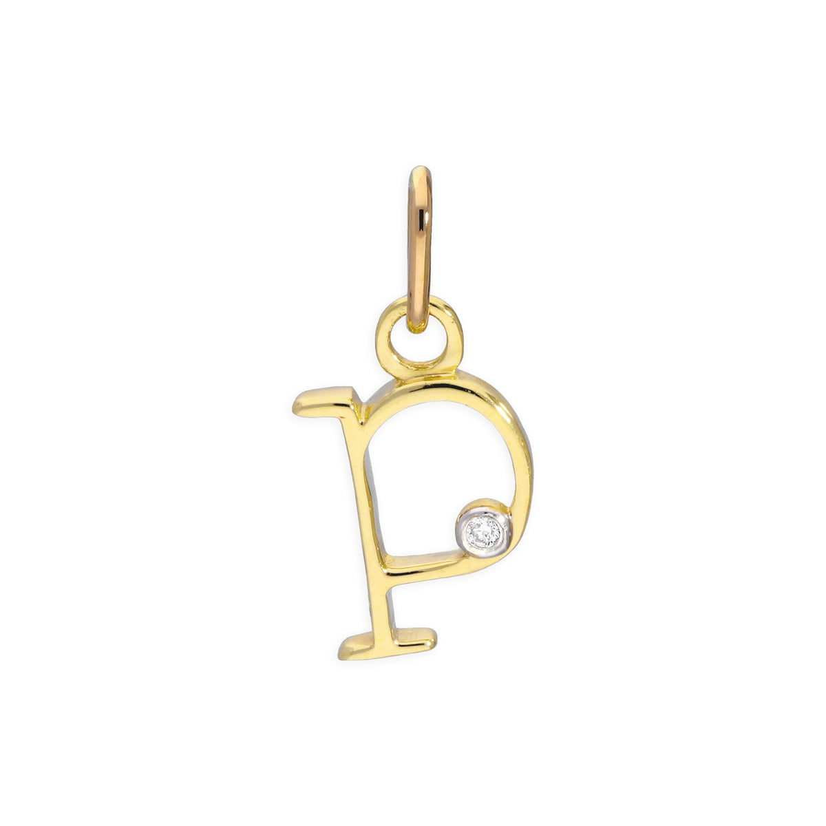 9ct Yellow Gold 0.4pts Diamond Alphabet Letter Pendant A - Z