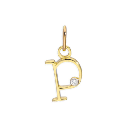 9ct Yellow Gold 0.4pts Diamond Alphabet Letter Pendant A - Z