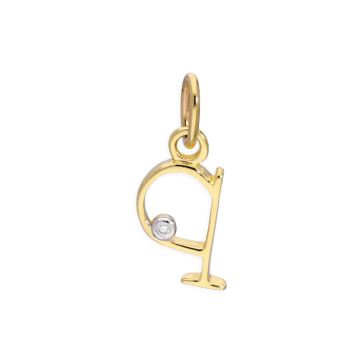 9ct Yellow Gold 0.4pts Diamond Alphabet Letter Pendant A - Z