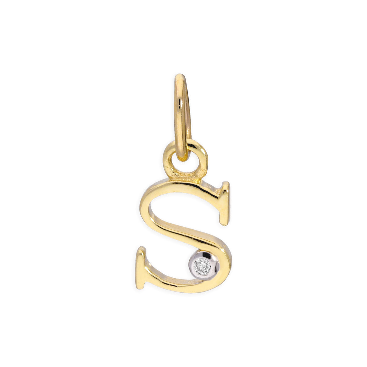 9ct Yellow Gold 0.4pts Diamond Alphabet Letter Pendant A - Z