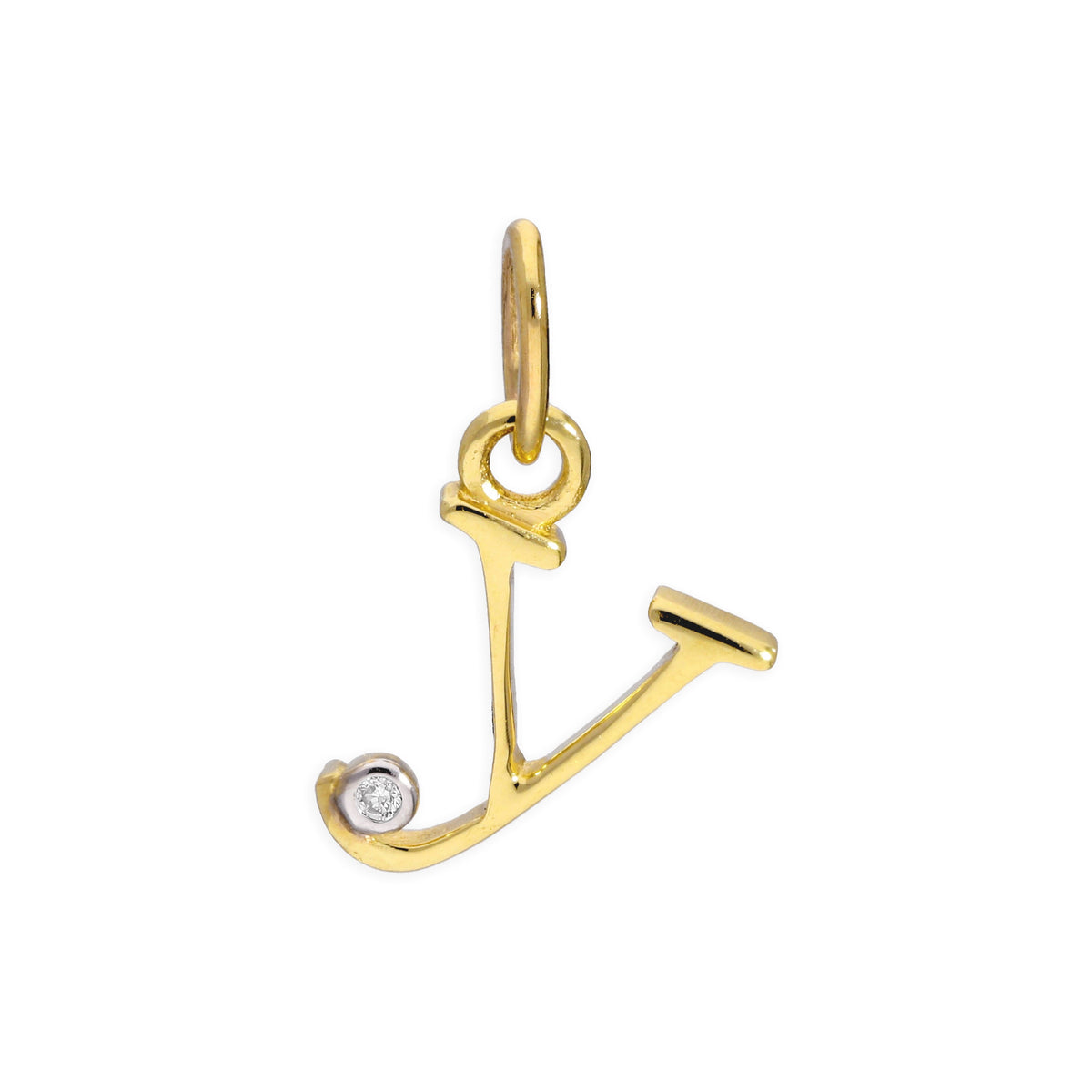 9ct Yellow Gold 0.4pts Diamond Alphabet Letter Pendant A - Z