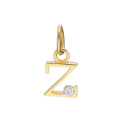 9ct Yellow Gold 0.4pts Diamond Alphabet Letter Pendant A - Z