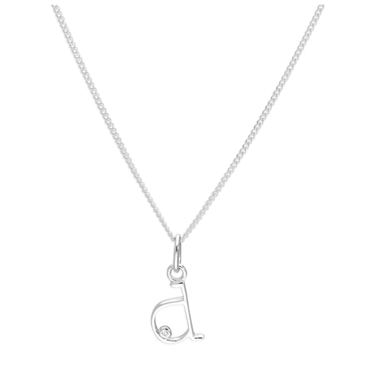 Sterling Silver Single Stone Diamond 0.4 points Letter D Necklace Pendant 14 - 32 Inches