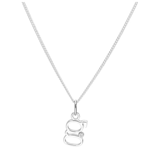 Sterling Silver Single Stone Diamond 0.4 points Letter G Necklace Pendant 14 - 32 Inches