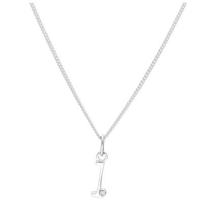 Sterling Silver Single Stone Diamond 0.4 points Letter L Necklace Pendant 14 - 32 Inches