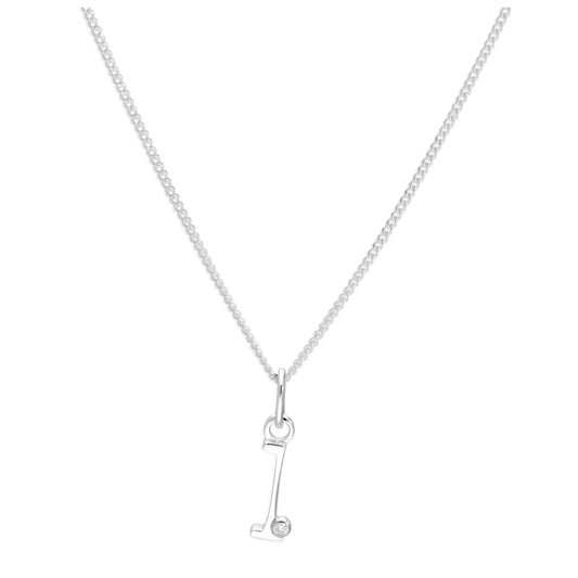 Sterling Silver Single Stone Diamond 0.4 points Letter L Necklace Pendant 14 - 32 Inches