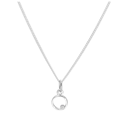 Sterling Silver Single Stone Diamond 0.4 points Letter O Necklace Pendant 14 - 32 Inches