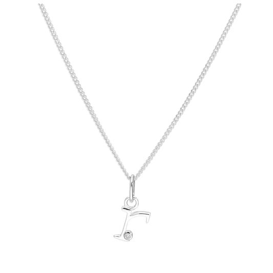 Sterling Silver Single Stone Diamond 0.4 points Letter R Necklace Pendant 14 - 32 Inches