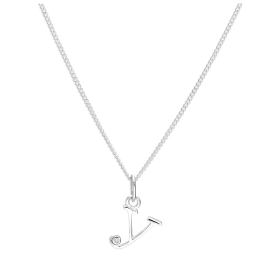 Sterling Silver Single Stone Diamond 0.4 points Letter Y Necklace Pendant 14 - 32 Inches