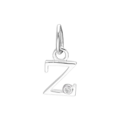 Sterling Silver 0.4pts Diamond Alphabet Letter Pendant A - Z