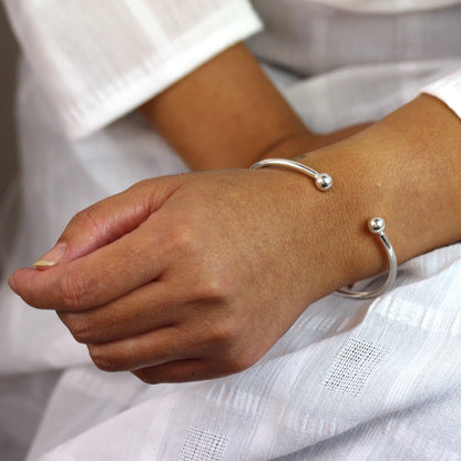 Solid Sterling Silver Torque Mens Bangle