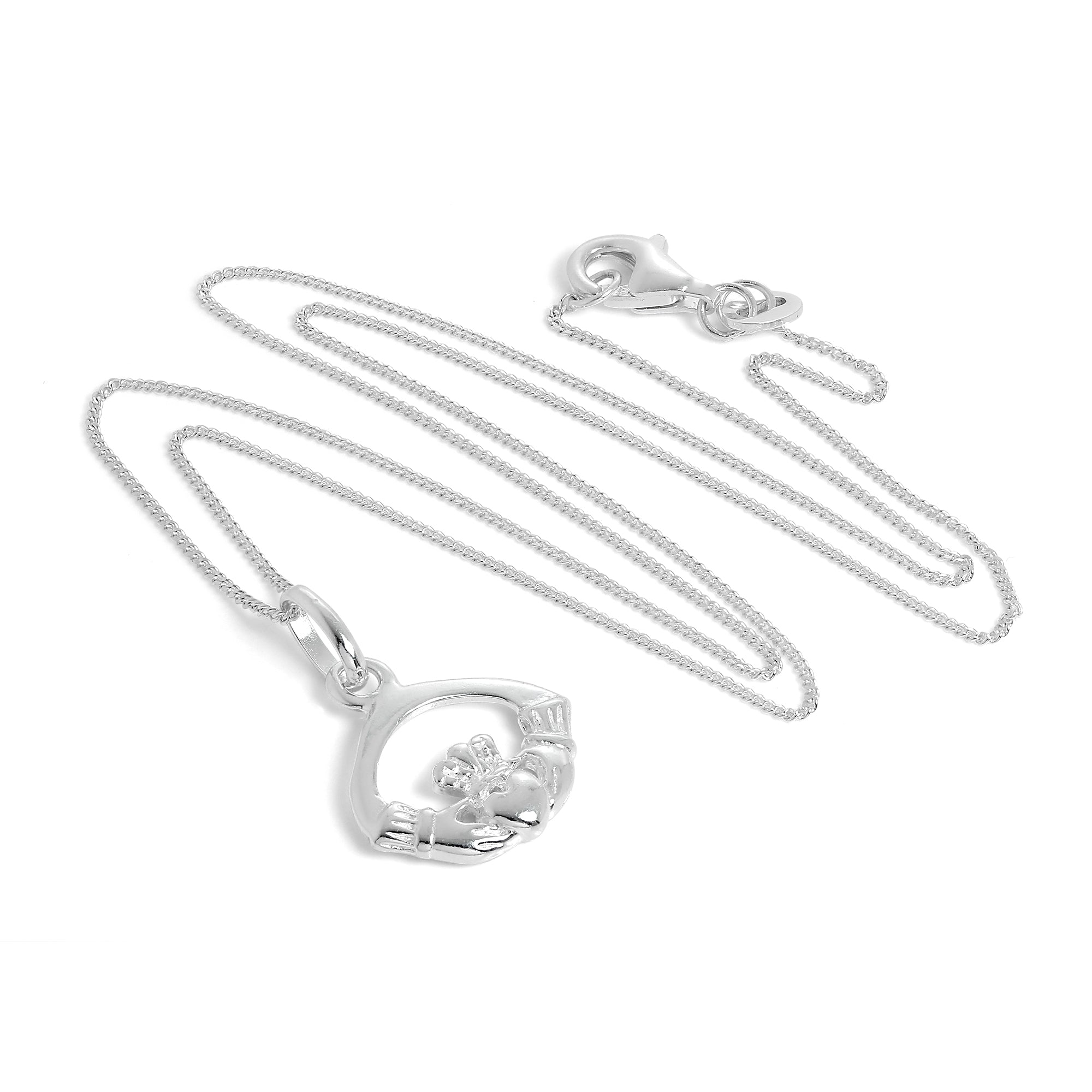 Sterling Silver Claddagh Pendant Necklace 14-32 Inches