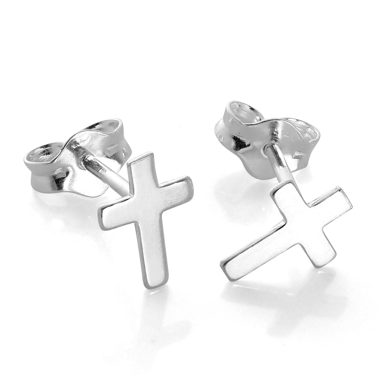 Small Sterling Silver Cross Stud Earrings