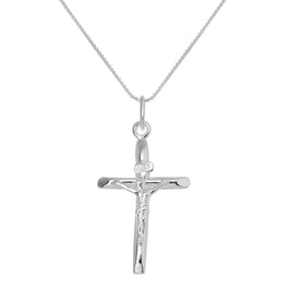 Large Sterling Silver Crucifix Cross Pendant Necklace 14 - 28 Inches