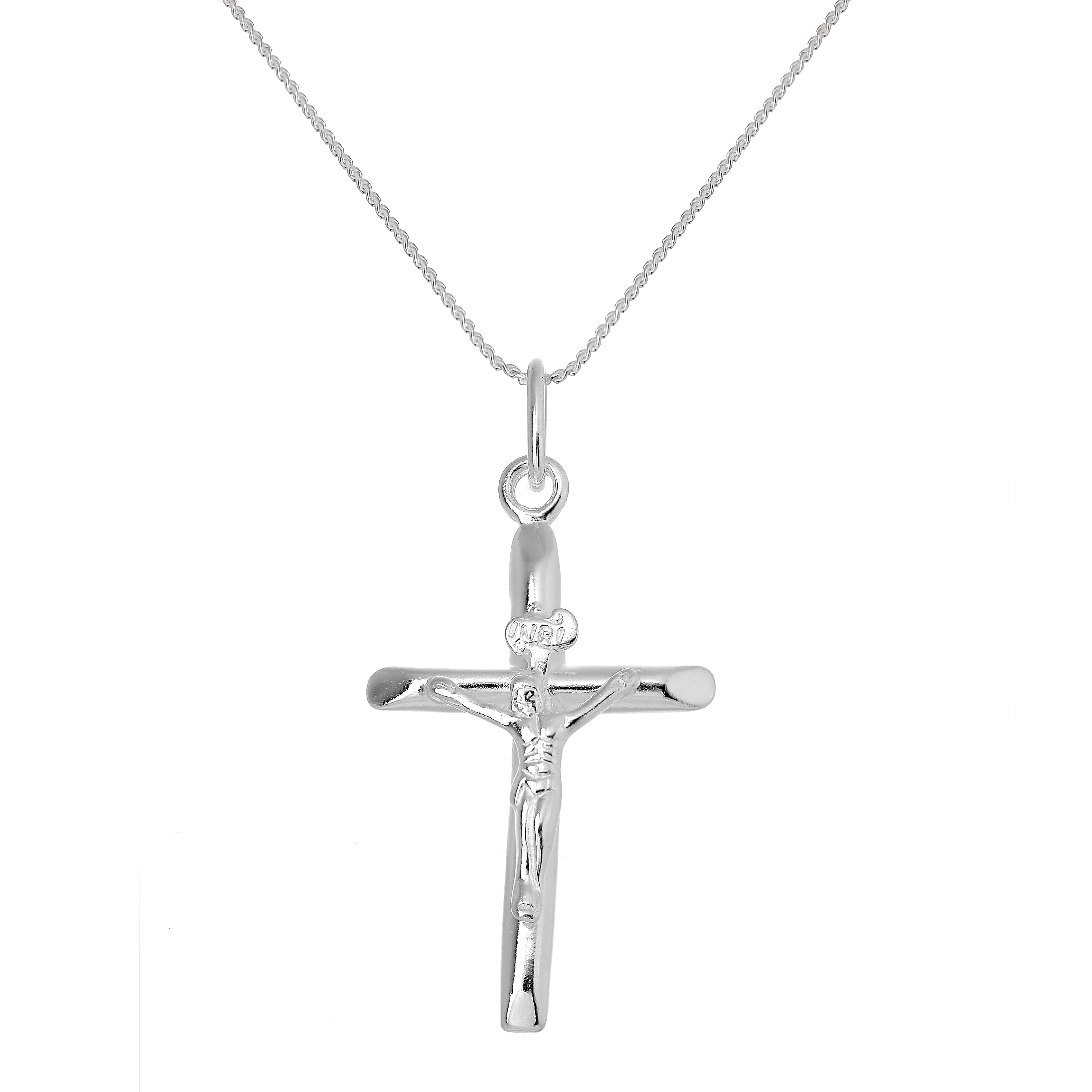 Large Sterling Silver Crucifix Cross Pendant Necklace 14 - 28 Inches