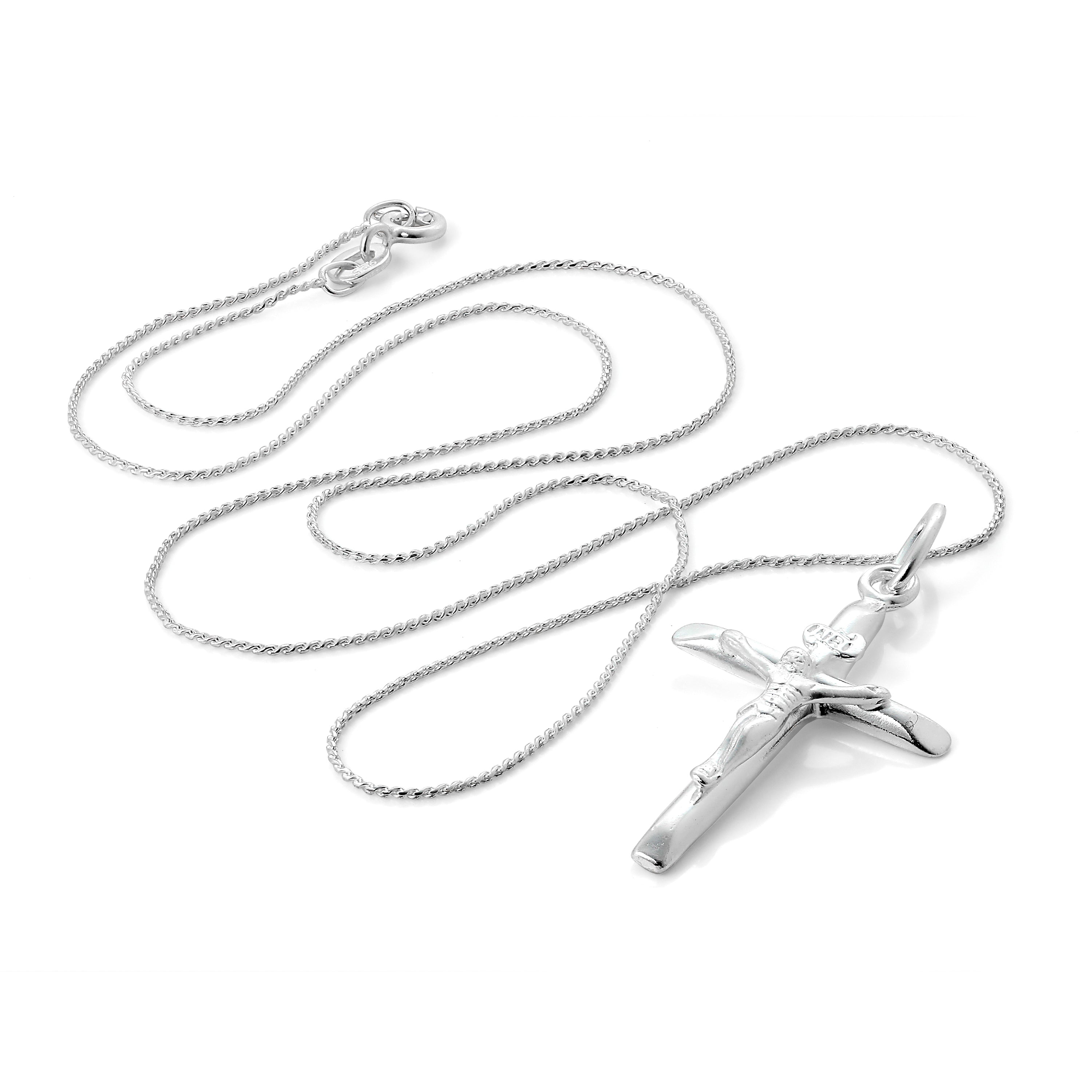 Large Sterling Silver Crucifix Cross Pendant Necklace 14 - 28 Inches