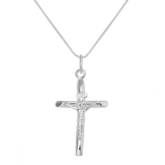 Large Sterling Silver Crucifix Cross Pendant Necklace 16 - 22 Inches