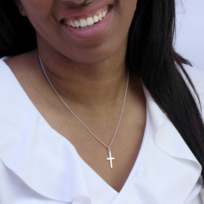 Sterling Silver Plain Cross Pendant Necklace 16 - 22 Inches