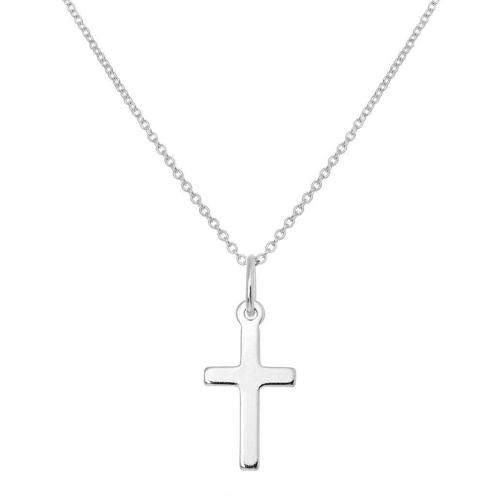 Sterling Silver Plain Cross Pendant Necklace 16 - 22 Inches