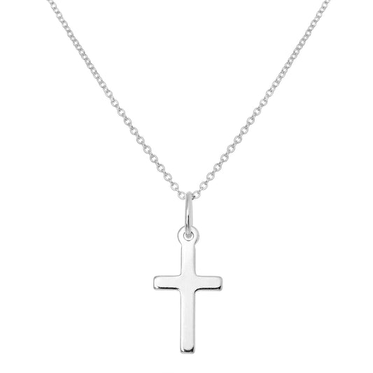 Sterling Silver Plain Cross Pendant Necklace 16 - 22 Inches