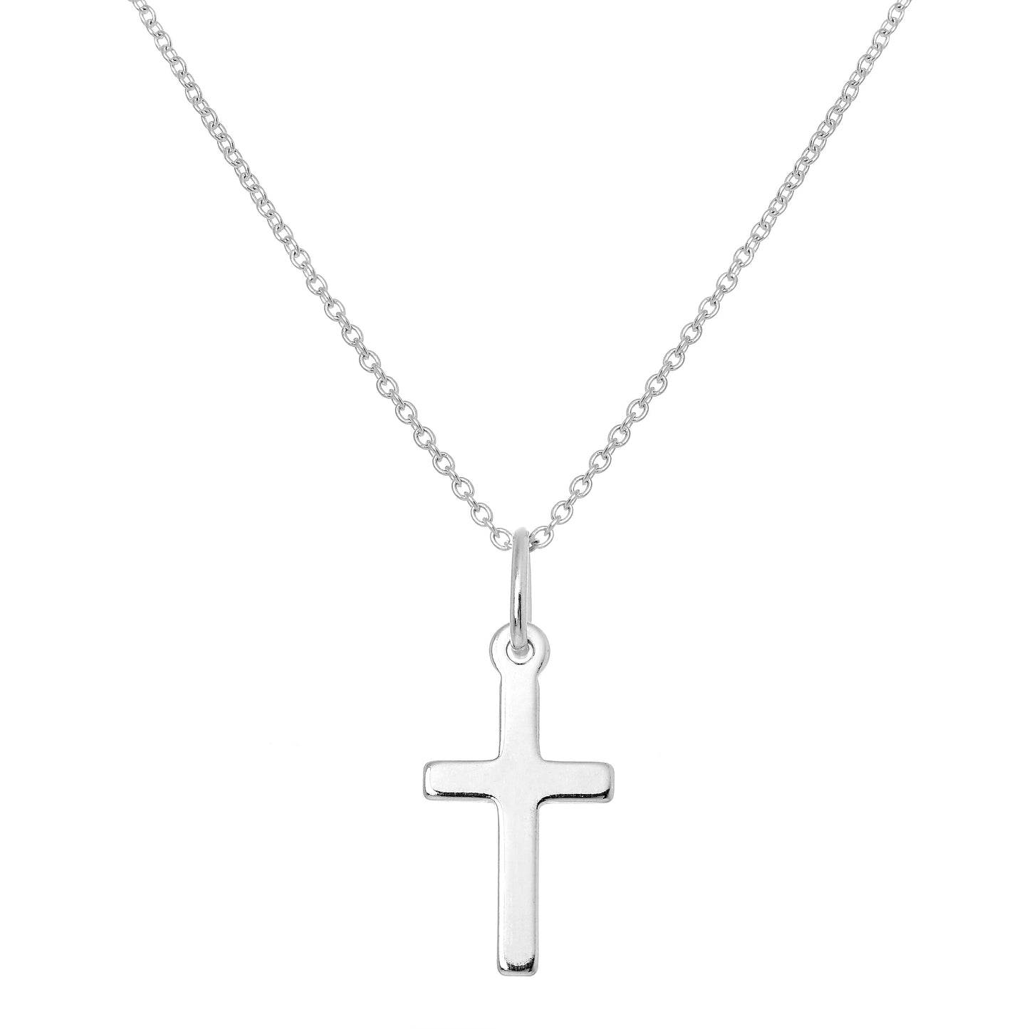 Sterling Silver Plain Cross Pendant Necklace 16 - 22 Inches