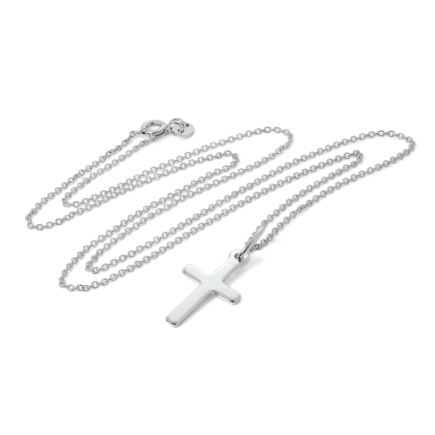 Sterling Silver Plain Cross Pendant Necklace 16 - 22 Inches