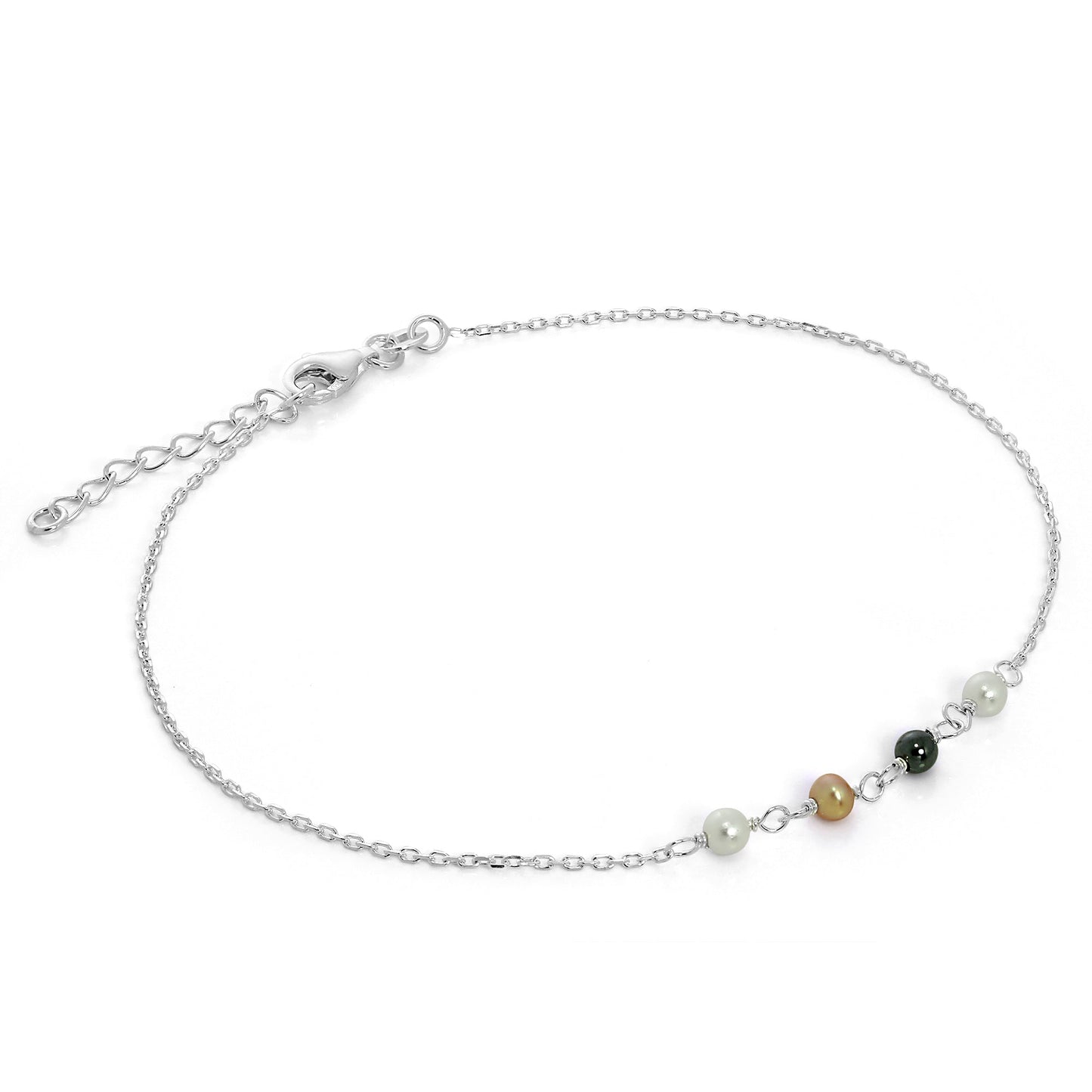 Sterling Silver & Pearl Anklet with Extender Chain