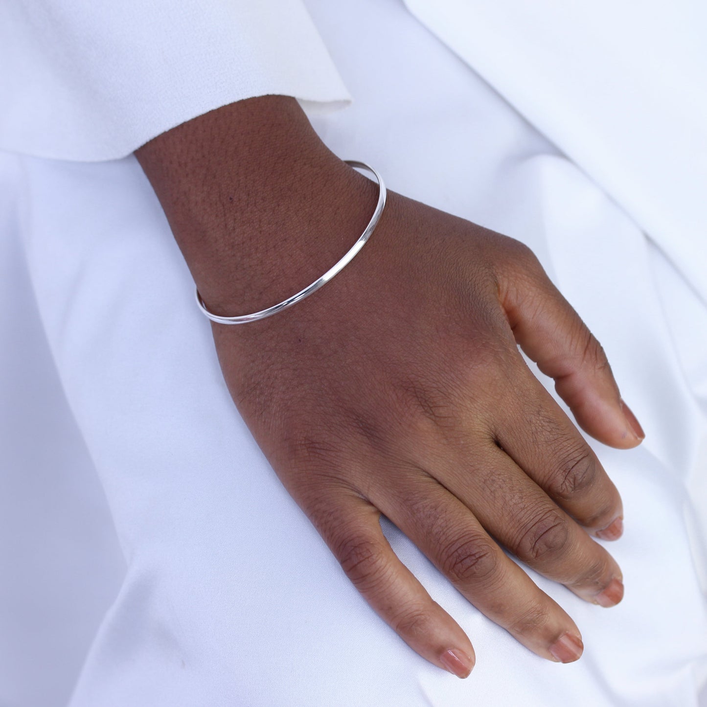 Simple Sterling Silver Plain 3mm Bangle