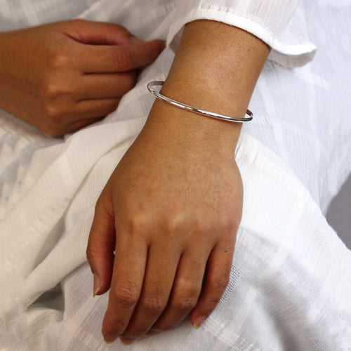 Simple Sterling Silver Plain 3mm Bangle