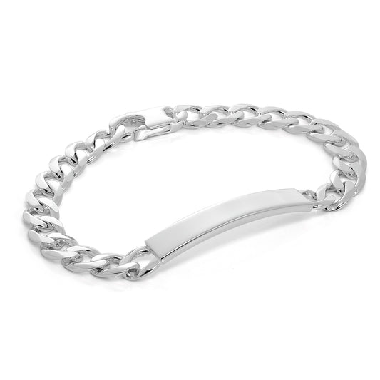 Heavy Curb Sterling Silver 8 Inch Engravable ID Bracelet