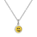 Sterling Silver & Yellow Enamel Smiley Face Tongue Pendant Necklace 14-22 Inches