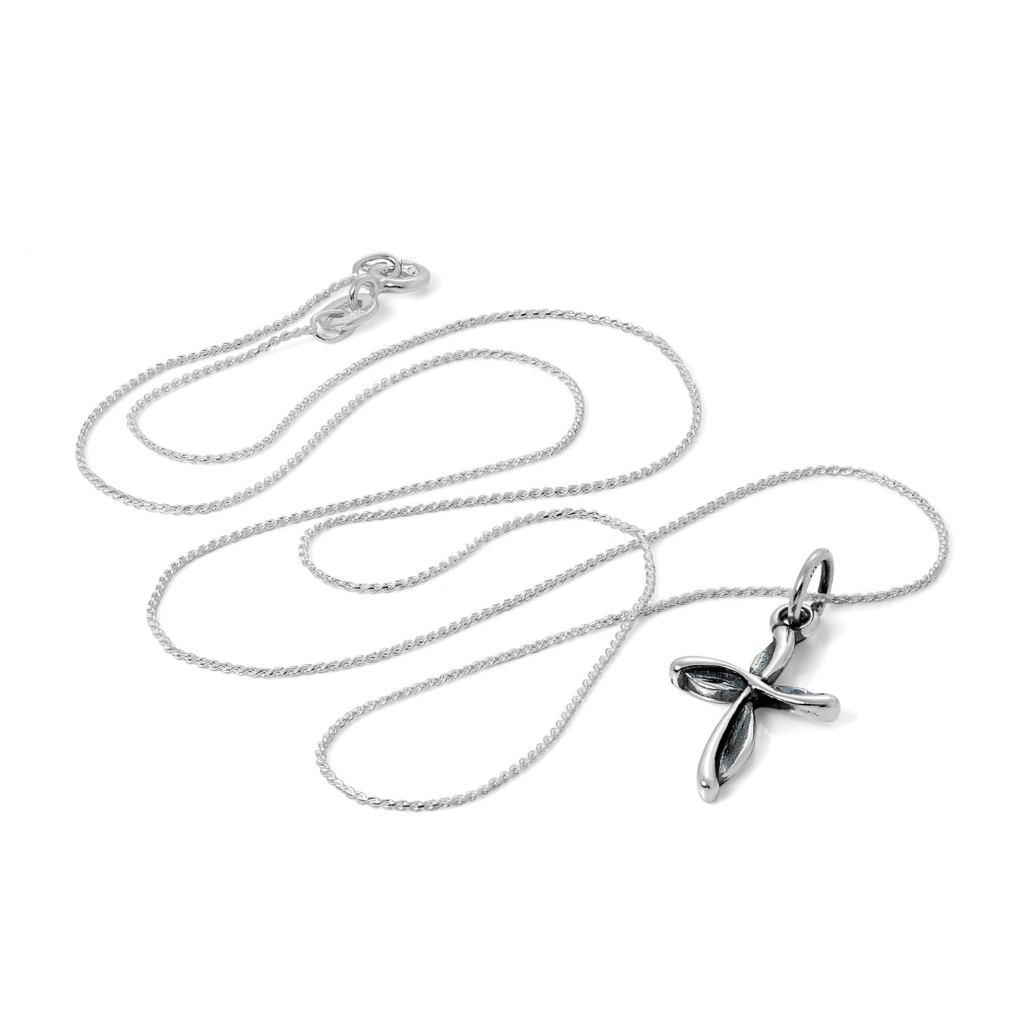 Sterling Silver Twisted Cross Pendant Necklace 16 - 22 Inches