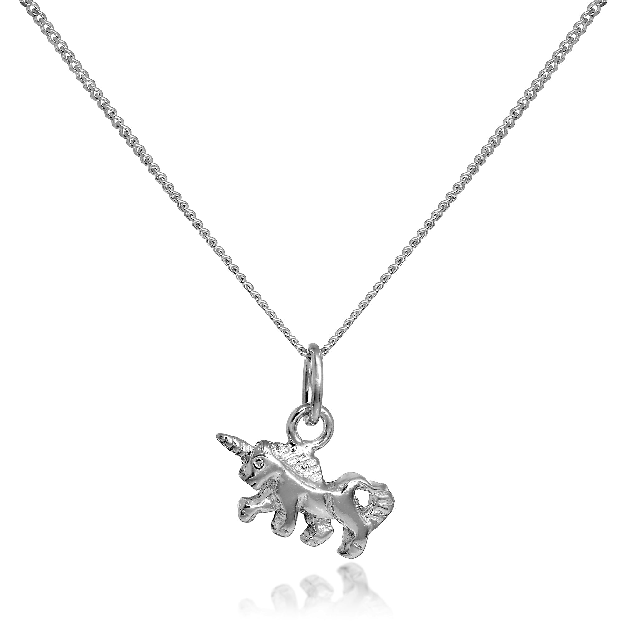 Tiny Sterling Silver Unicorn Pendant Necklace 14 - 32 Inches