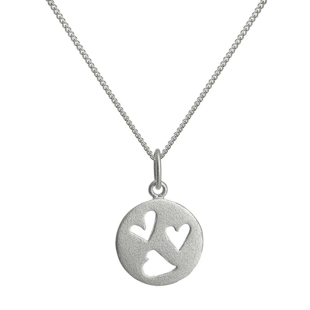Small Sterling Silver Triple Open Heart Pendant Necklace 14 - 32 Inches