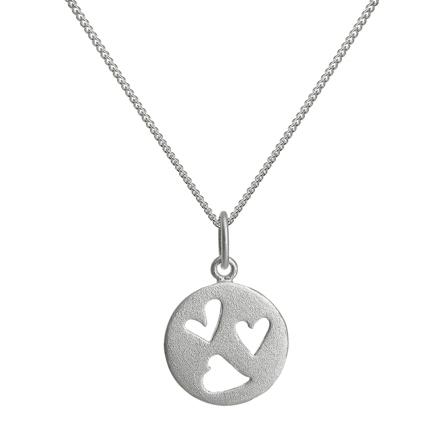 Small Sterling Silver Triple Open Heart Pendant Necklace 14 - 32 Inches