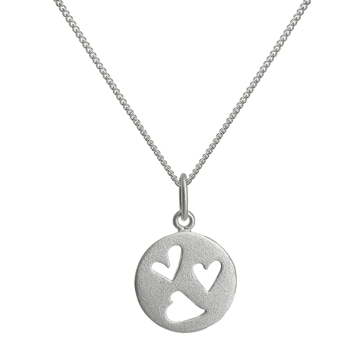 Small Sterling Silver Triple Open Heart Pendant Necklace 14 - 32 Inches