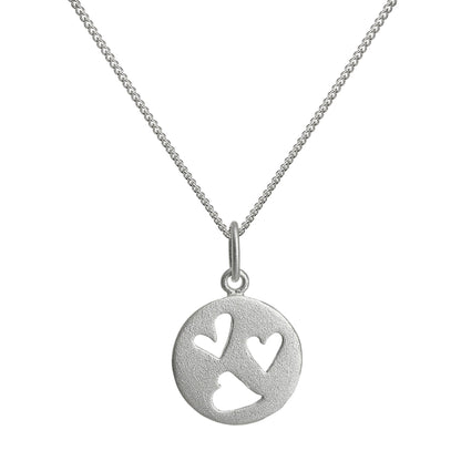 Small Sterling Silver Triple Open Heart Pendant Necklace 14 - 32 Inches