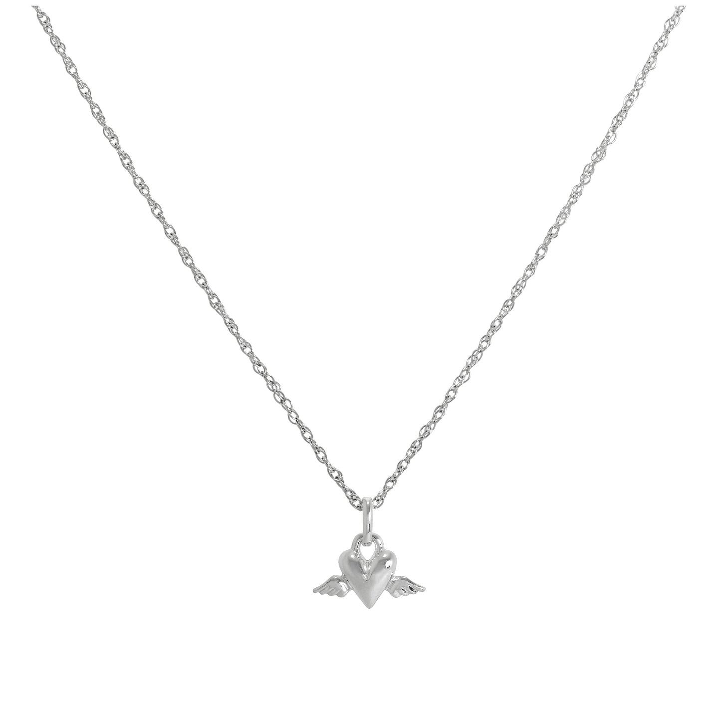 Sterling Silver Winged Heart Pendant Necklace 14 - 22 Inches