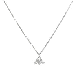 Sterling Silver Winged Heart Pendant Necklace 16 - 20 Inches