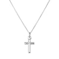 Simple Sterling Silver Cross Pendant on 18 Inch Trace Chain