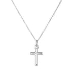 Simple Sterling Silver Cross Pendant on 18 Inch Trace Chain