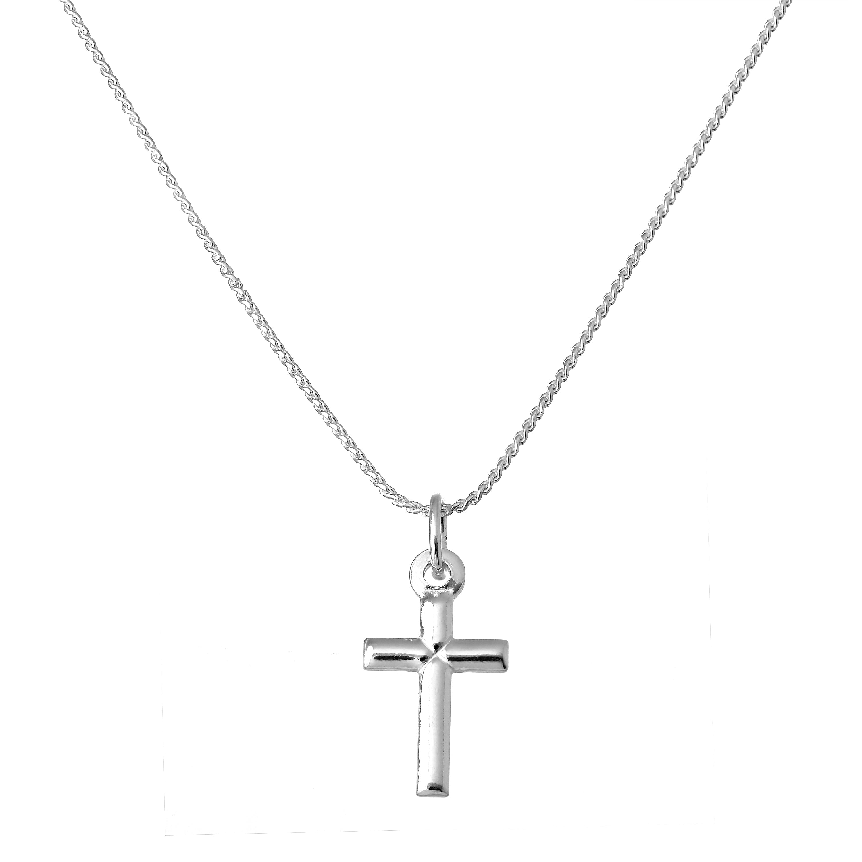 Small Plain Sterling Silver Cross Pendant Necklace 14 - 28 Inches