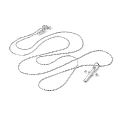 Small Plain Sterling Silver Cross Pendant Necklace 16 - 22 Inches