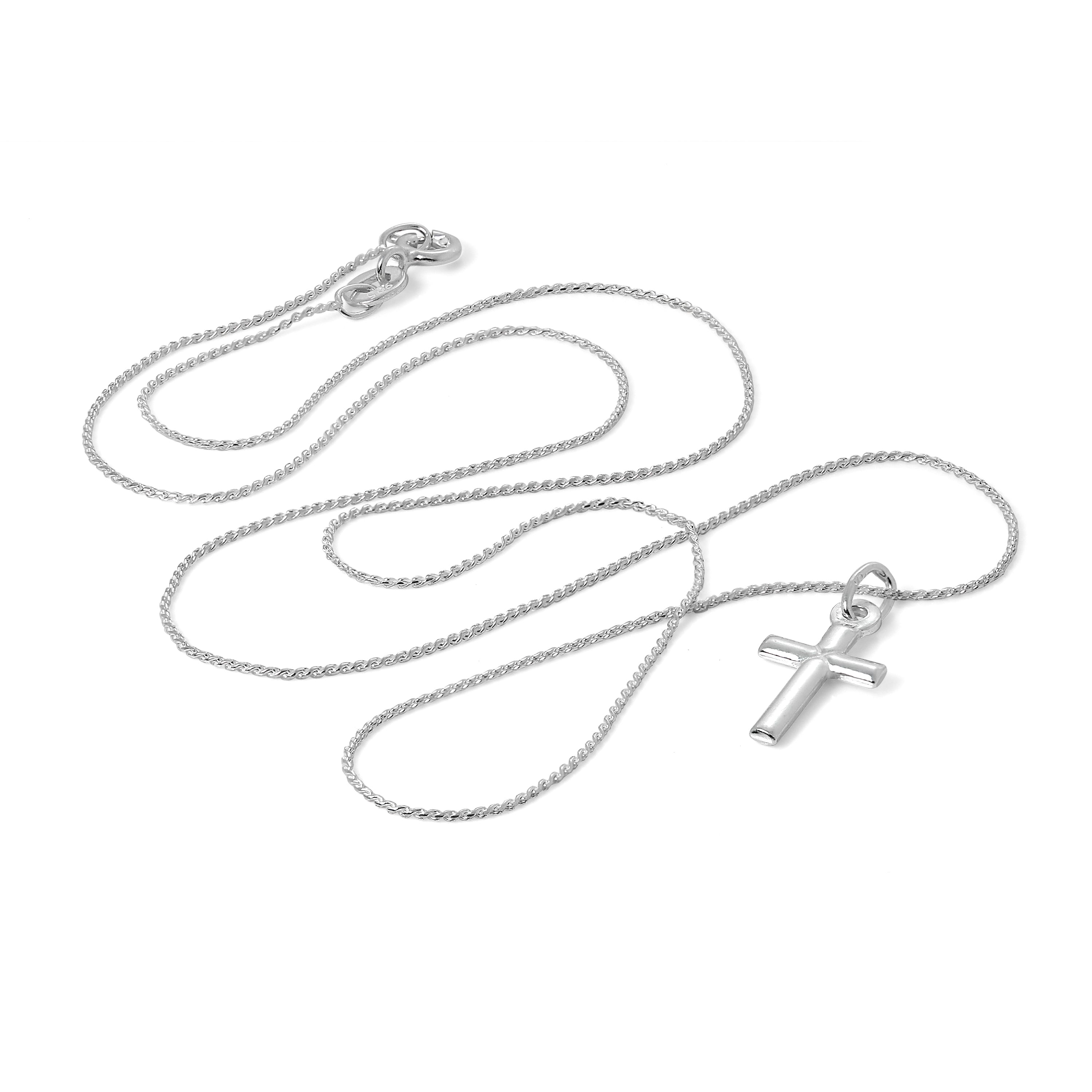 Small Plain Sterling Silver Cross Pendant Necklace 14 - 28 Inches