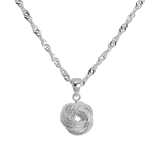 Sterling Silver Knot Necklace on 18 Inch Singapore Chain