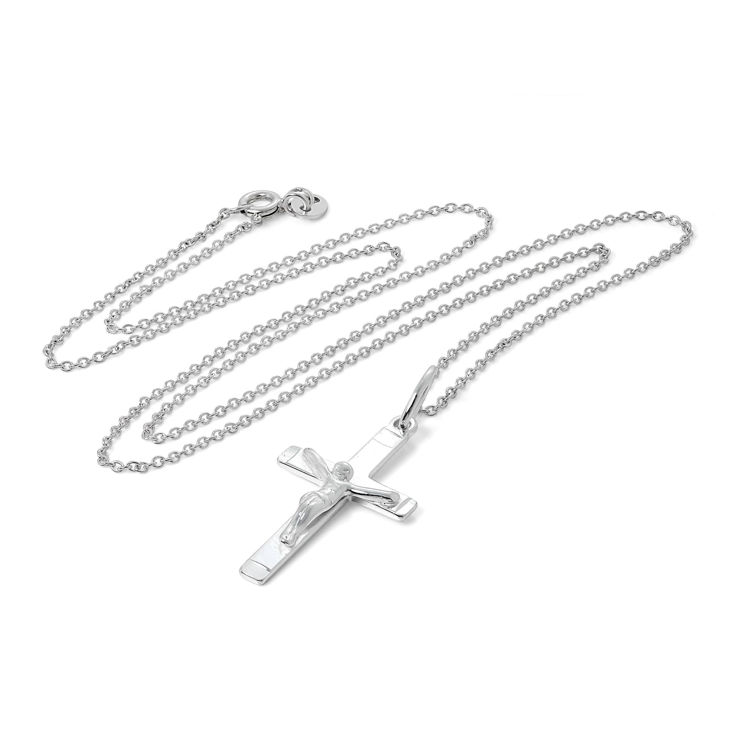 Sterlingsilber Kruzifix Kreuz Anhänger Halskette 40,5 - 56cm