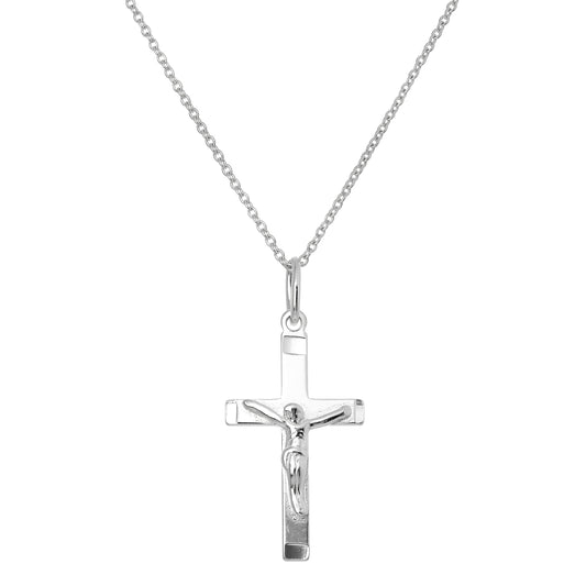 Sterlingsilber Kruzifix Kreuz Anhänger Halskette 40,5 - 56cm