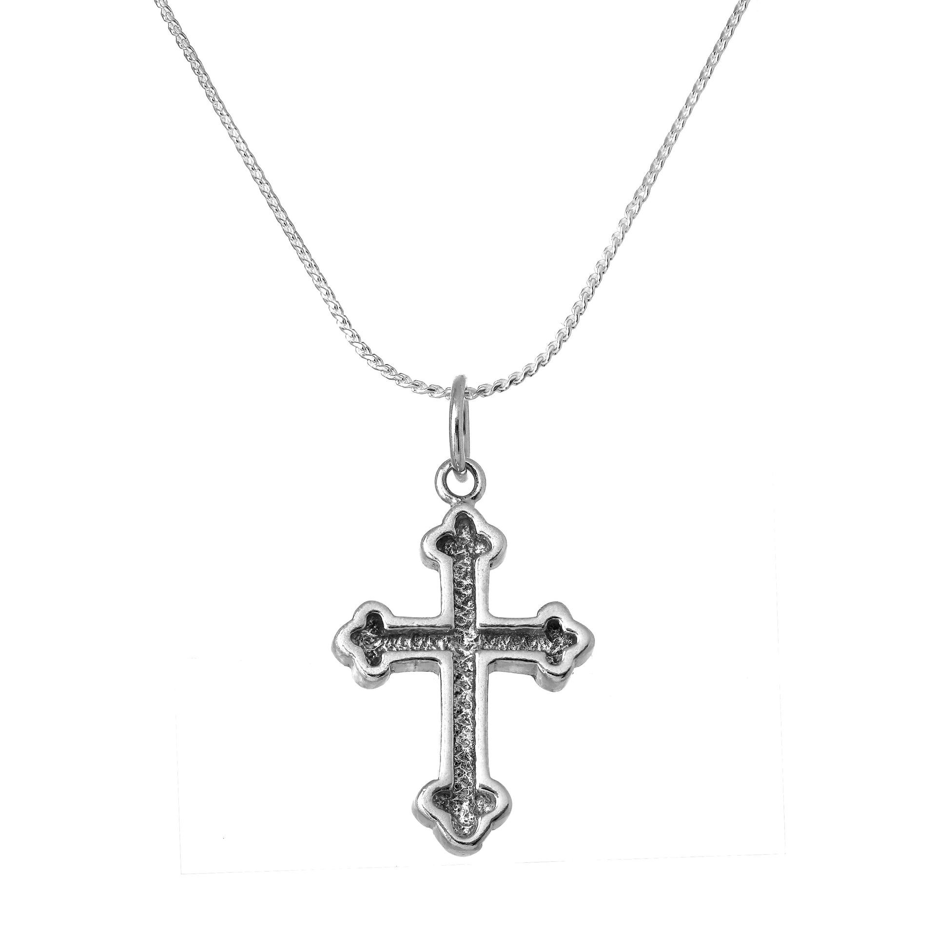 Sterling Silver Gothic Cross Pendant Necklace 16 22 Inches