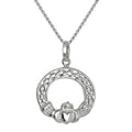 Large Sterling Silver Claddagh Pendant Necklace 14 - 28 Inches