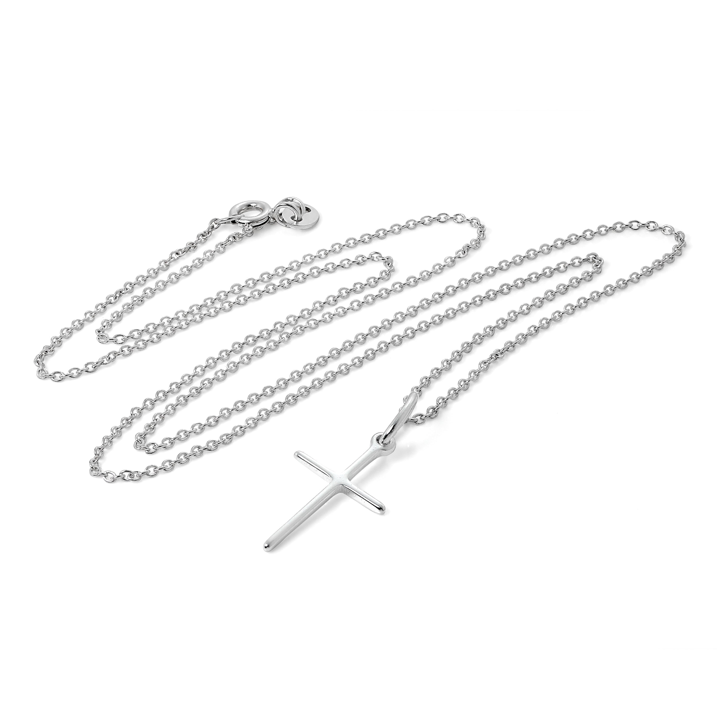 Plain Light Sterling Silver Cross Pendant Necklace 16 - 22 Inches